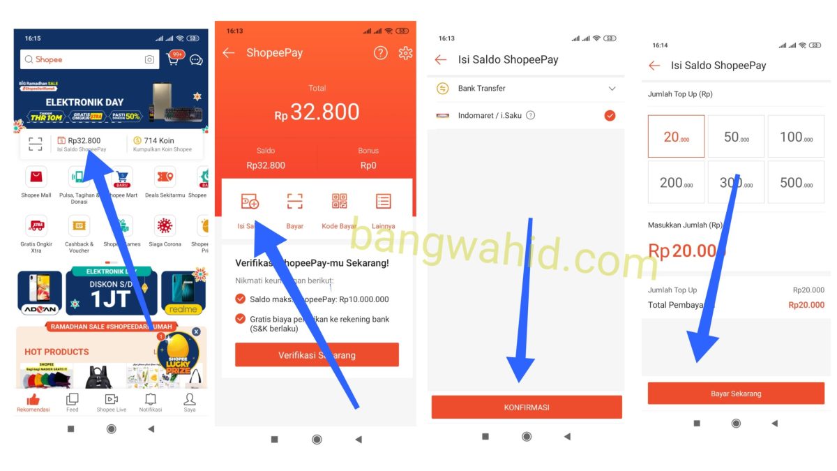 Cara mengisi shopeepay di indomaret