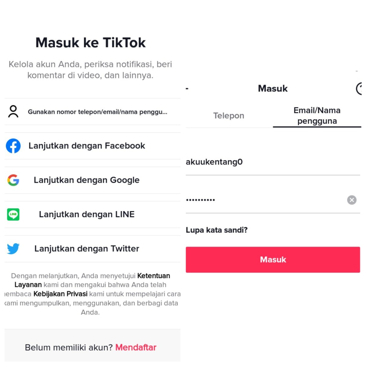 Tiktok akun sedang mengetahui aktif
