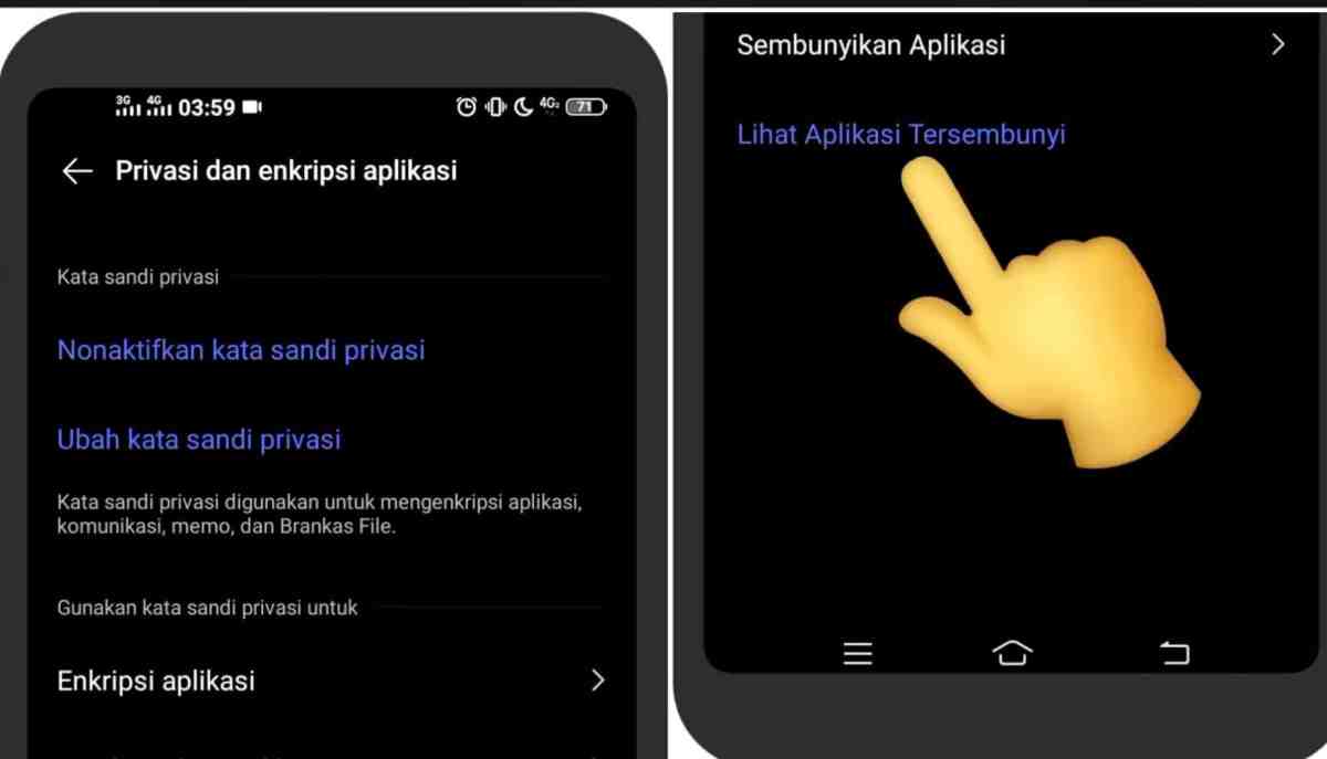 Menampilkan tersembunyi disembunyikan