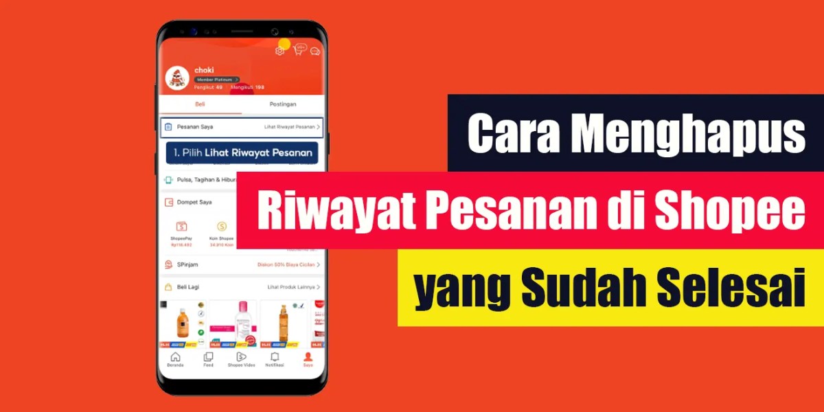 Cara hapus riwayat pesanan shopee