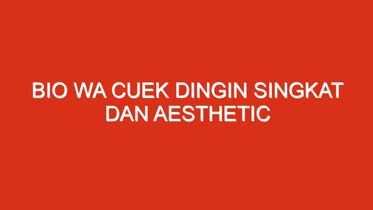 Bio wa cuek dingin singkat dan aesthetic