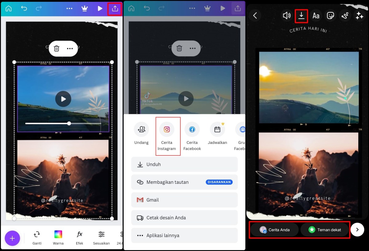 Cara menggabungkan foto dan video di story instagram