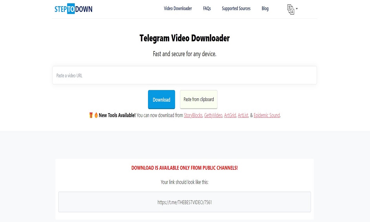Website telegram video downloader