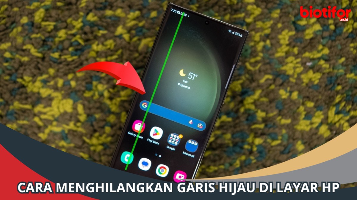 Cara menghilangkan garis hijau di layar hp