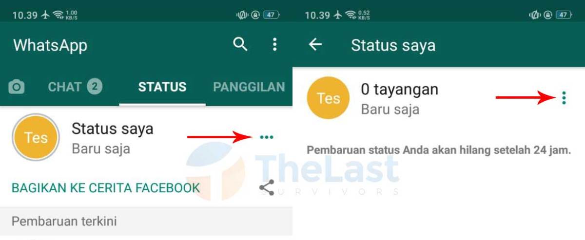 Cara menghilangkan coretan di status wa orang lain