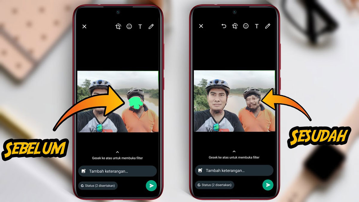Cara menghilangkan coretan di status wa orang lain